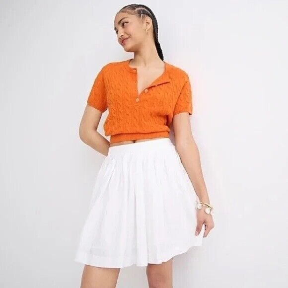 J. Crew White Pleated Linen Mini Skirt Size 8 - Picture 3 of 12